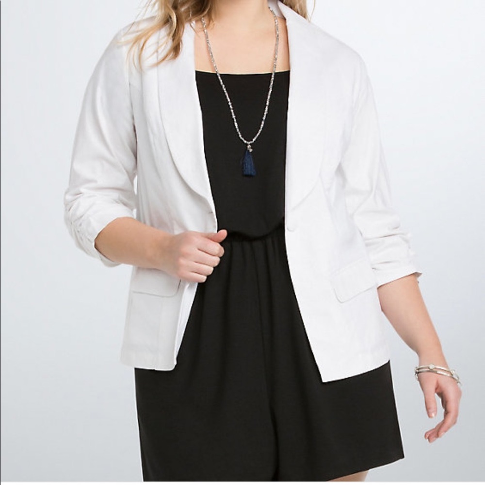 Torrid White Linen Blazer
